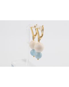 Mammoth Ivory & Aquamarine Drop Earrings
